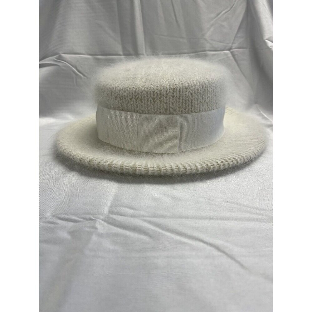 Vintage Womens‎ Cream Nordstroms Hat Vinyon Angora Made In Italy EUC